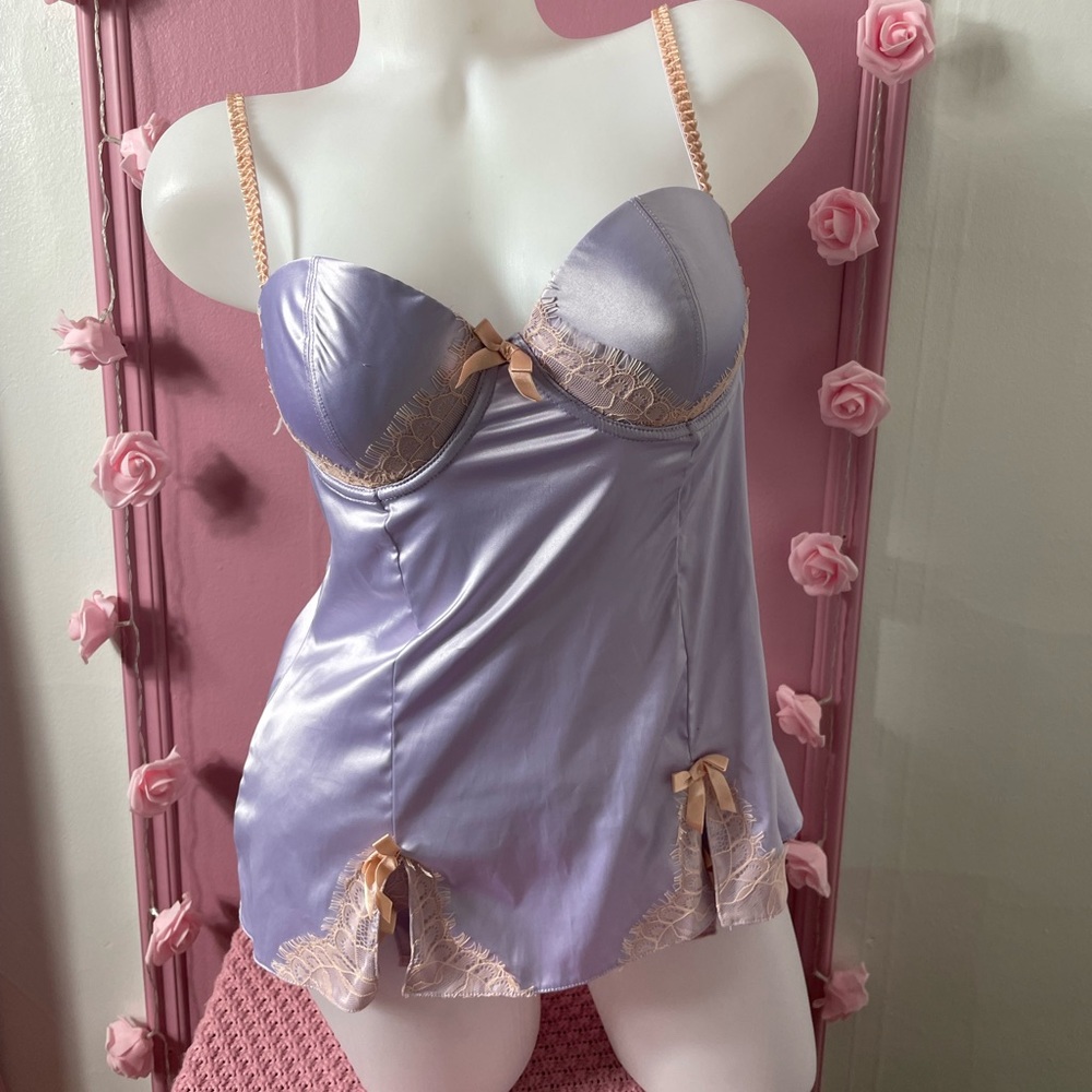 MEDIUM LA VIE EN ROSE - bra top & short lingerie set purple pink dentelle pajama